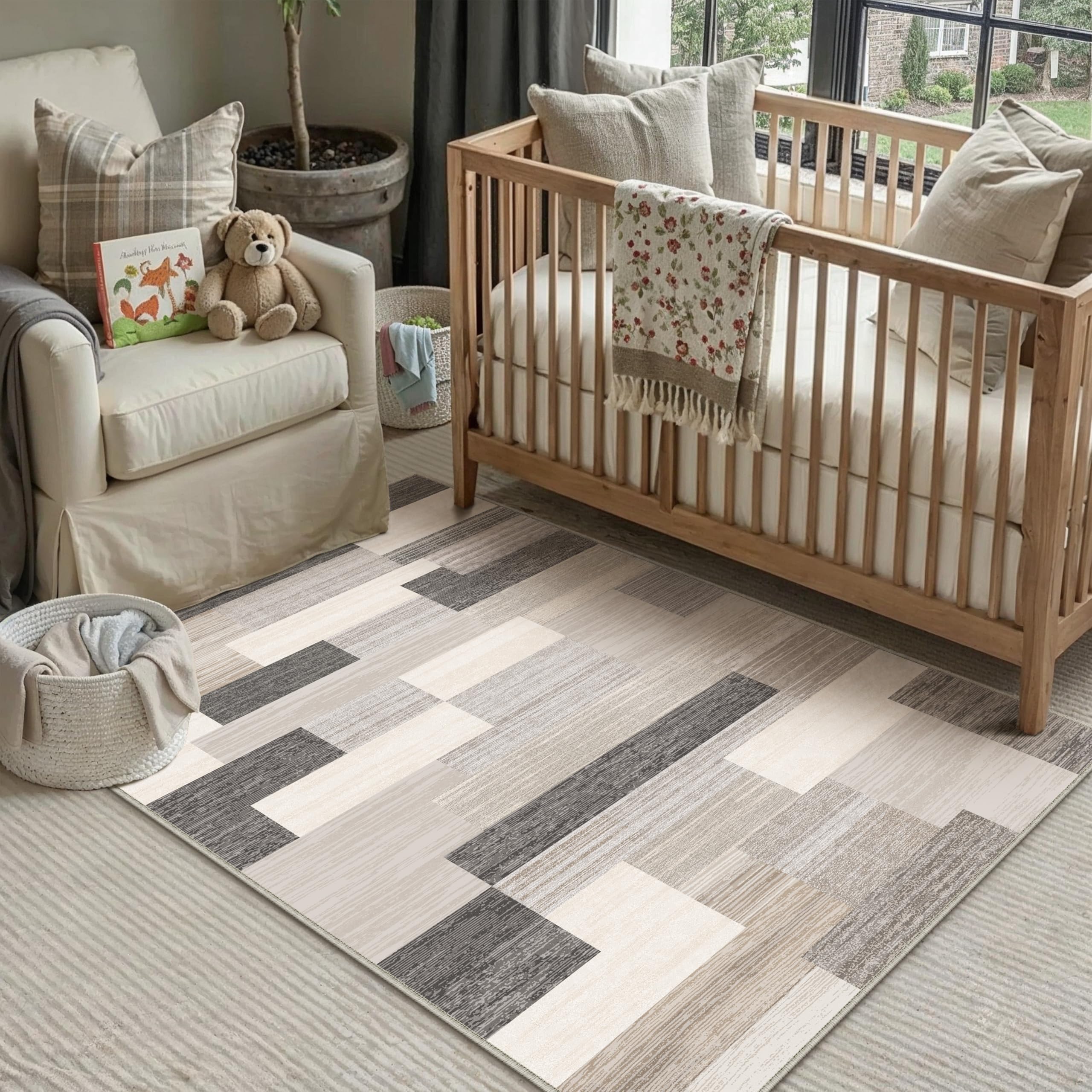 PureCozy Rugs Living Room Area Rug 120x170cm Beige Washable — image 1