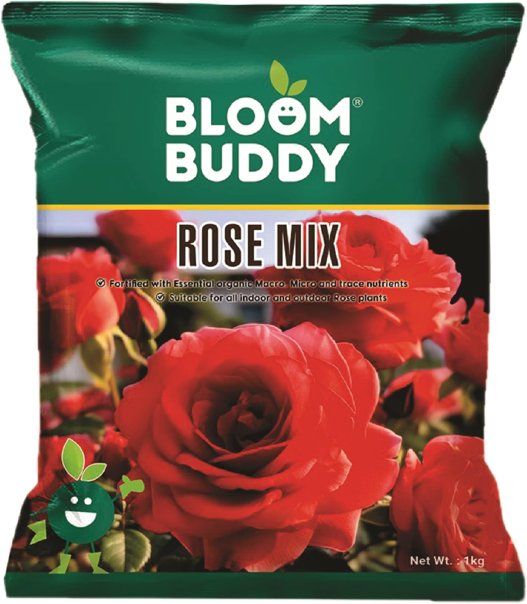 BLOOMBUDDY® 100% Organic Rose Mix Fertilizer – 1 kg | NPK‑Rich Root & Bloom Booster – Boosts Flowering more than 30%, Long‑Lasting, All‑Natural