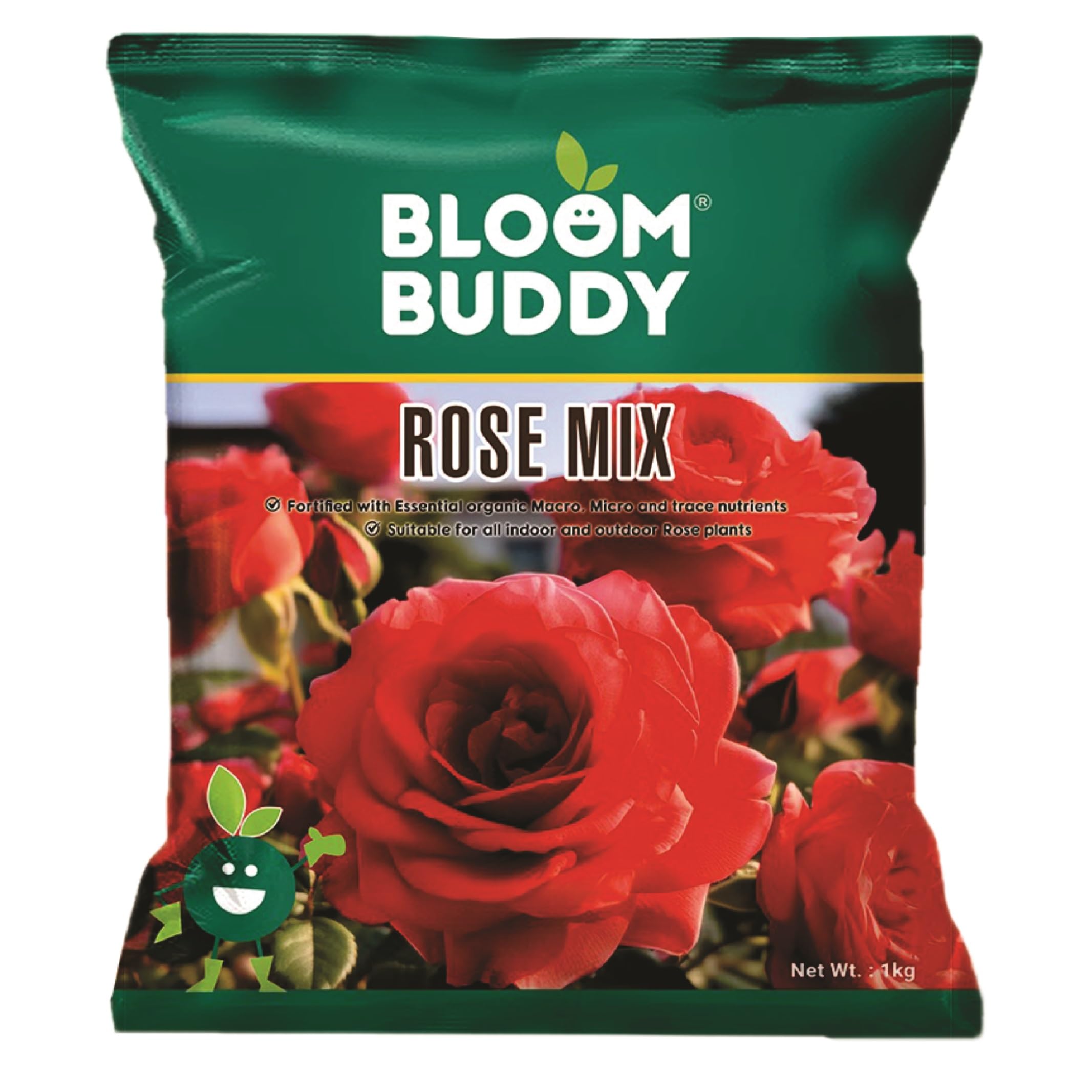 BLOOMBUDDY® 100% Organic Rose Mix Fertilizer – 1 kg | NPK‑Rich Root & Bloom Booster – Boosts Flowering more than 30%, Long‑Lasting, All‑Natural
