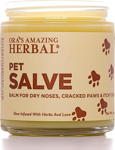 Mascotas, bálsamo para patas de perro, patas agrietadas para nariz seca, puntos calientes, orejas con picazón, Ora's Amazing Herbal 4 onzas