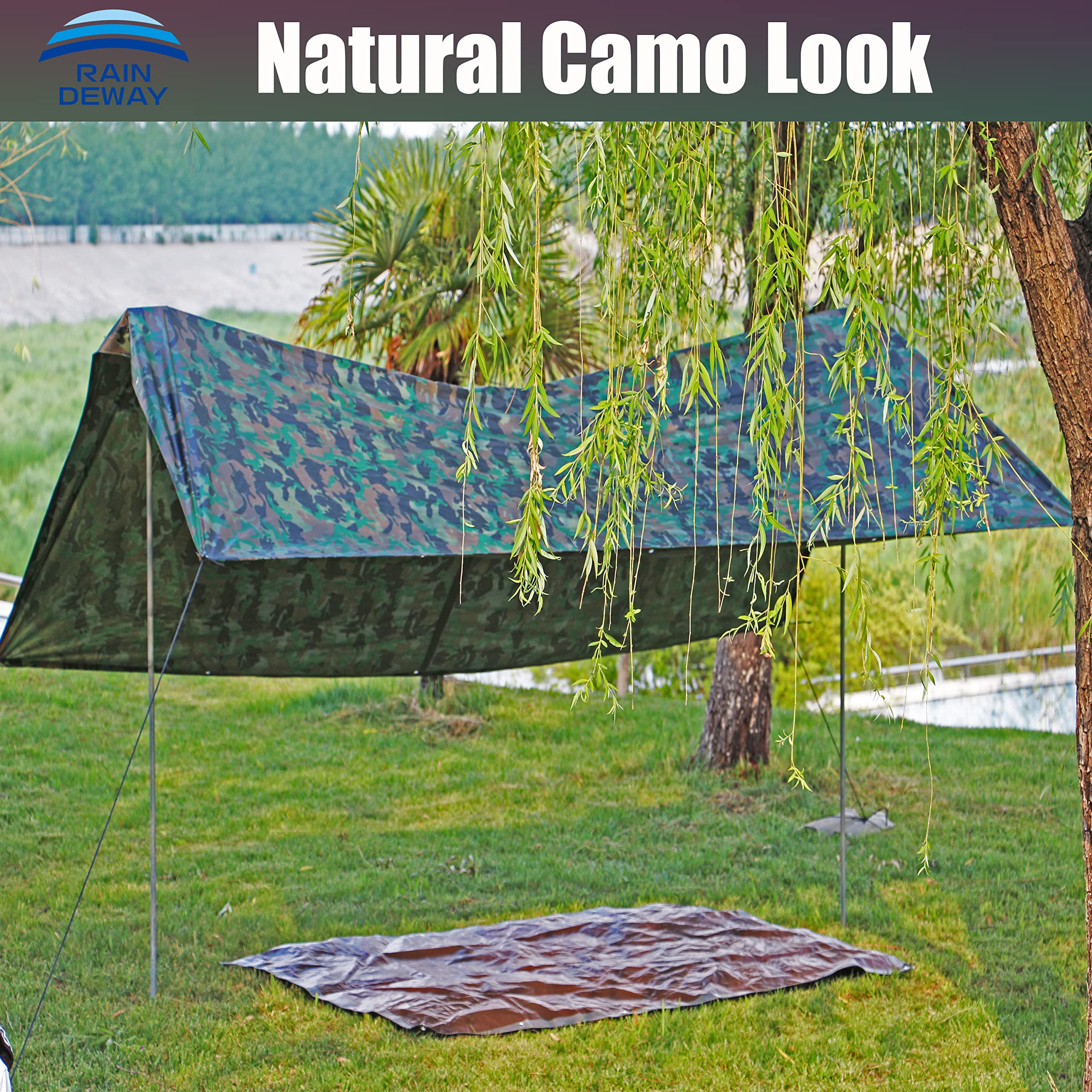 Amazon.co.jp: RAINDEWAY 迷彩タープ 12x16フィート - 厚さ7ミルの防水