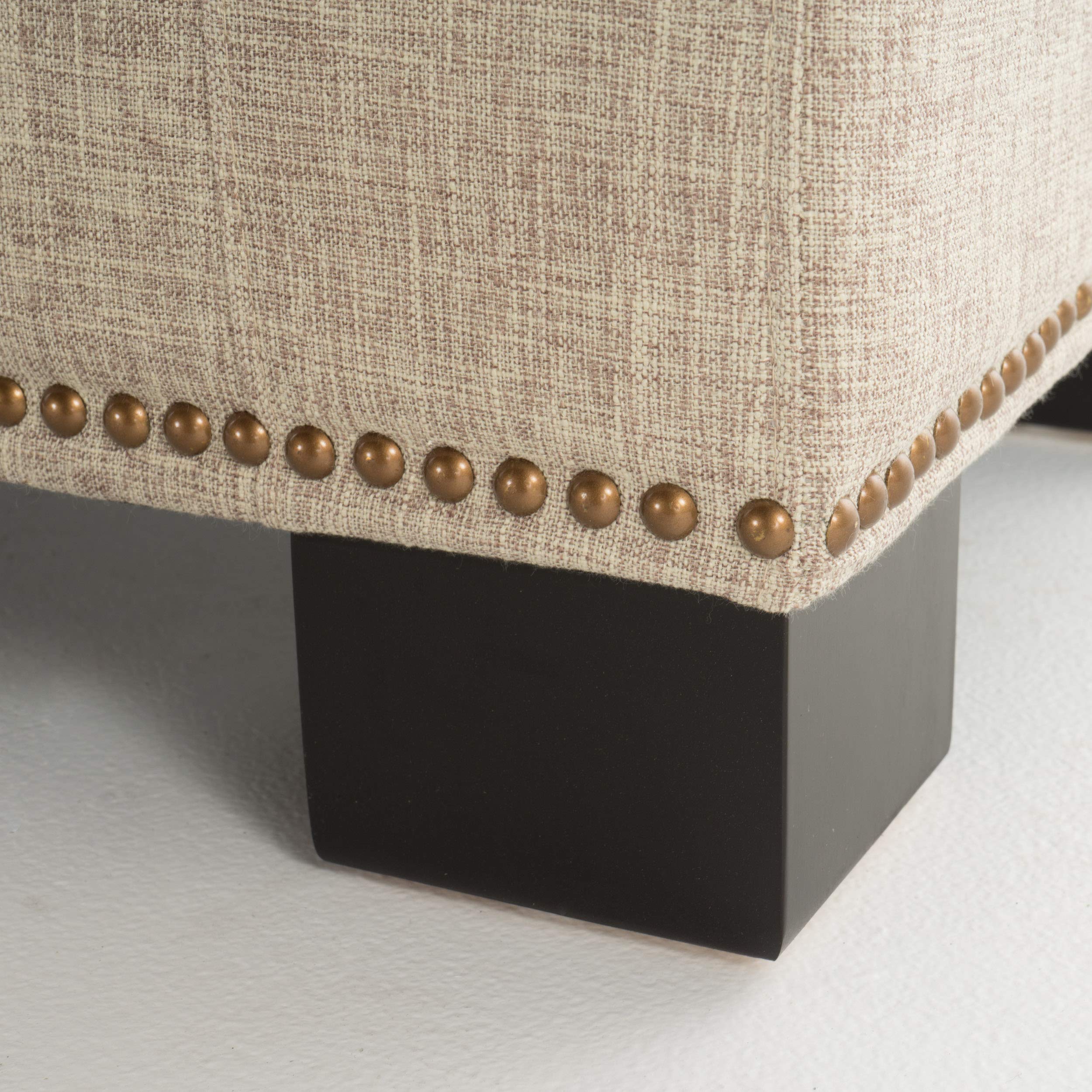 Christopher Knight Home Explorer Fabric Storage Ottoman with Studs, Wheat