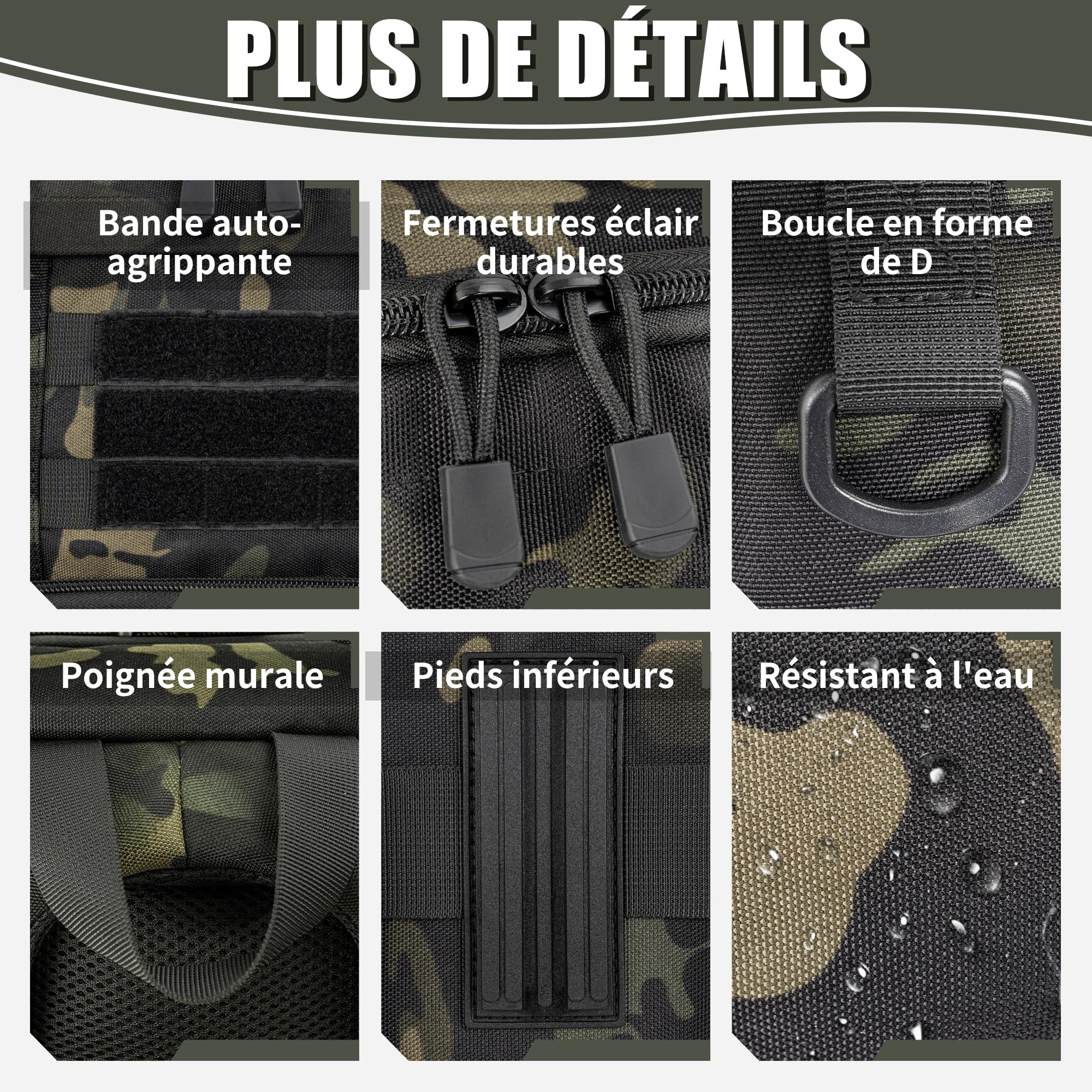 OUUTMEE Sac à Dos pour Appareil Photo pour DSLR/SLR, Étanche (Camouflage noir)