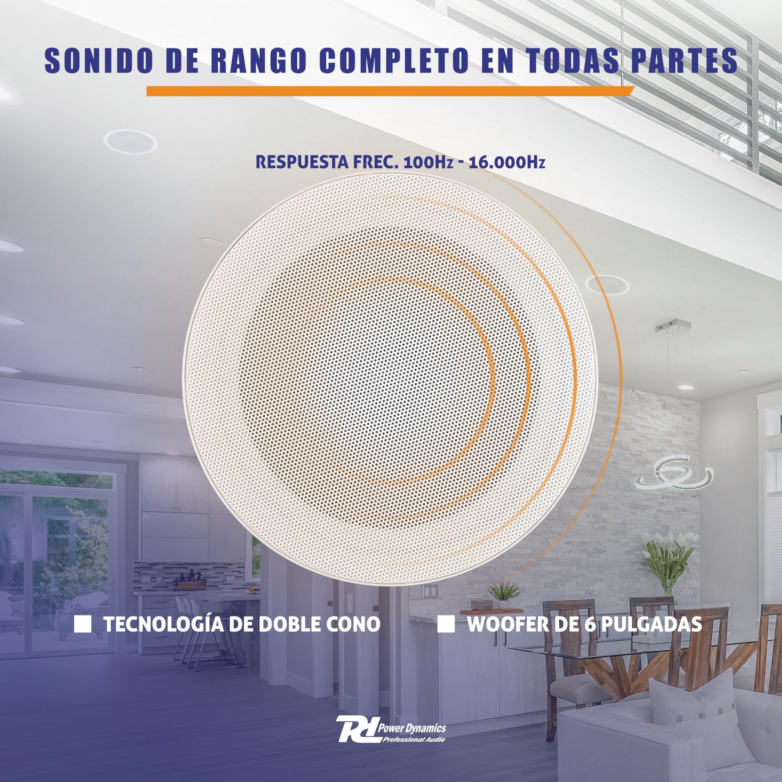 Power Dynamics MSLP65 Dos Altavoces de techo marinos resistentes al agua - 6 pulgadas 100W, altavoz con clasificación IP para baño, doble cono, fácil instalación para zonas húmedas - altavoz para baño