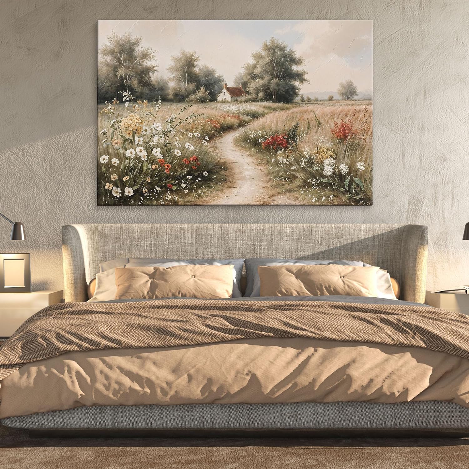 Vintage Floral Nature Canvas Wall Art Prints | Rustic Farmhouse Decor, Traditional Wildflower Botanical French Flower Cottagecore Art | Premium Quality Pictures & Artwork Handmade to Order (30 x 20)