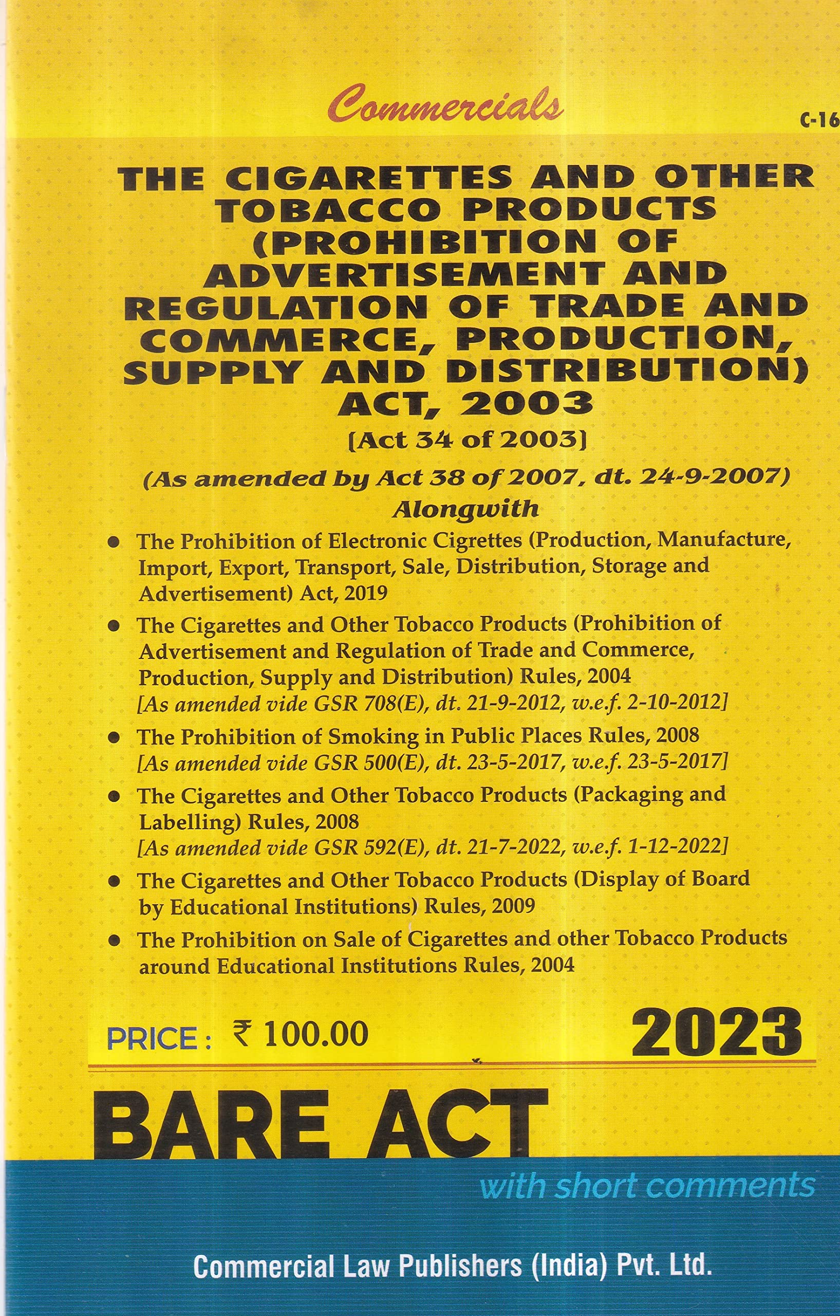 cigarettes and tobacco products act 2003 Buy The Cigarettes and Other Tobacco Products (Prohibition of Advertisement and Regulation of Trade and Commerce, Production, Supply and Distribution) cigarettes and tobacco products act 2003 Buy The Cigarettes and Other Tobacco Products (Prohibition of Advertisement and Regulation of Trade and Commerce, Production, Supply and Distribution)
