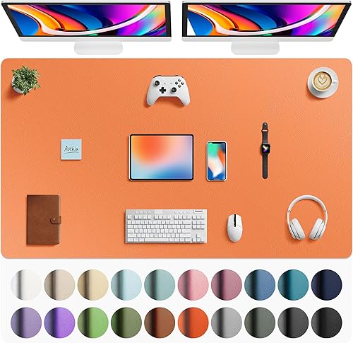 Miniatura 31 de Aothia Protector de escritorio de cuero, alfombrilla para ratón, alfombrilla de escritorio de oficina, secante de escritorio de cuero PU
