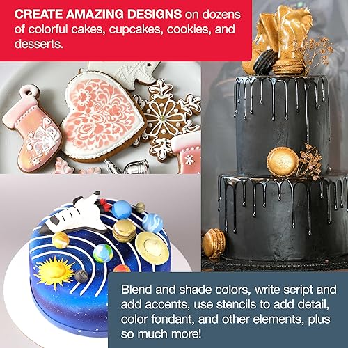 Miniatura 8 de Master Airbrush Cool Runner II Compresor de aire doble ventilador Pro Kit de sistema de decoración de pasteles con 3 aerógrafos, gravedad y sifón,