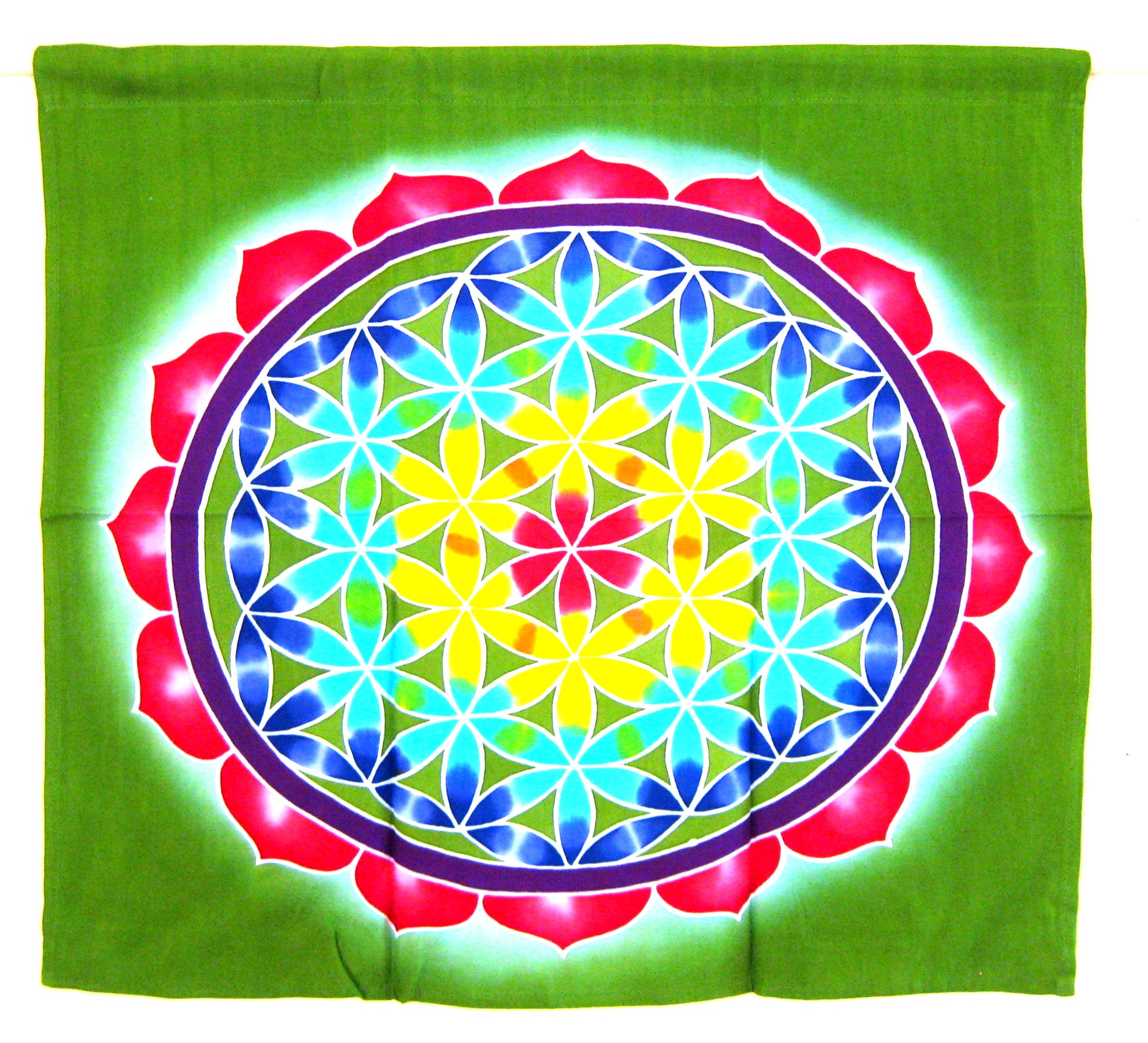 OMA Chakra Flower Of Life Meditation & Yoga Batik Tapestry Wall Hanging Decor Om Mandala Chakra Wall Hanging Decor Accent Art