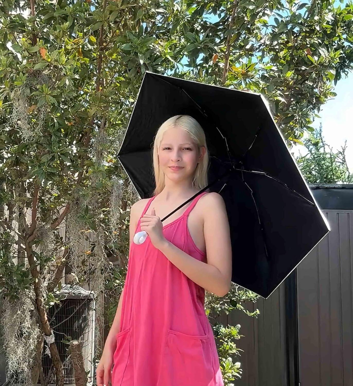Mini Compact Folding Travel Umbrella with Ring Handle and Storage bag/Gradient Color/6 * 2 Ribs/UV Protection/Sun Rain/Lightweight Portable Small/Purse/Backpack/Car/Women Kids