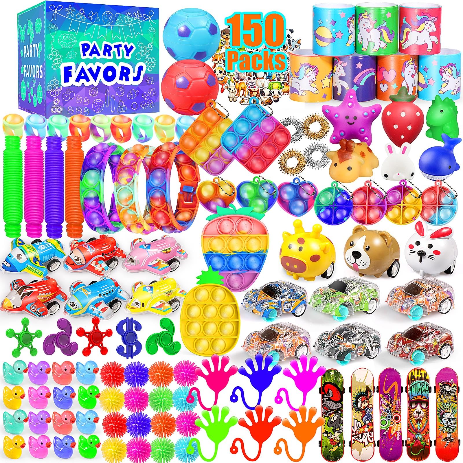 Party Favors for Kids 8-12 4-8, 150-Pack Fidget Toys Bulk, Treasure Box Toys for Classroom, Stocking Stuffers Goodie Bags, Classroom Prizes, Birthday Holiday for Boys Girls