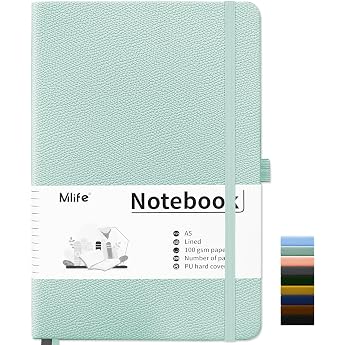 Mlife Notebook Lined A5 Journal Book with 200 Pages Premium 100 gsm Ink-Proof Paper Thickness PU Hard Cover Notebook Inner Pocket Elastic Band Bullet Journal and Notepad Hardcover Teal