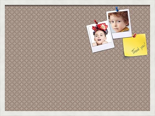 Miniatura 250 de PinPix Tablero de anuncios de corcho de 12 x 12 pulgadas. Este tablero decorativo enmarcado viene con diseño de círculos B W y un marco blanco