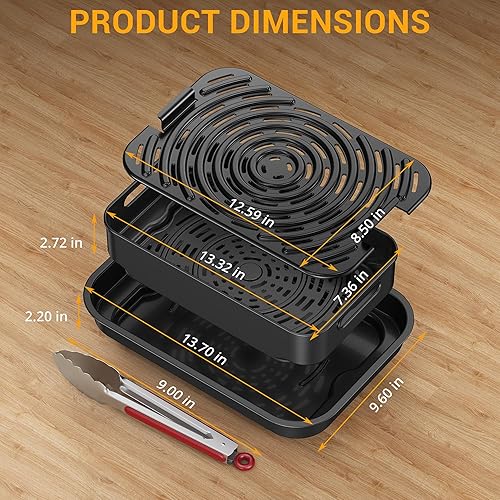 Miniatura 8 de Combo de freidora de aire 7 en 1 de 1750 W y parrilla sin humo, parrilla eléctrica para interiores con hornearasarasardeshidratar, capacidad de 4