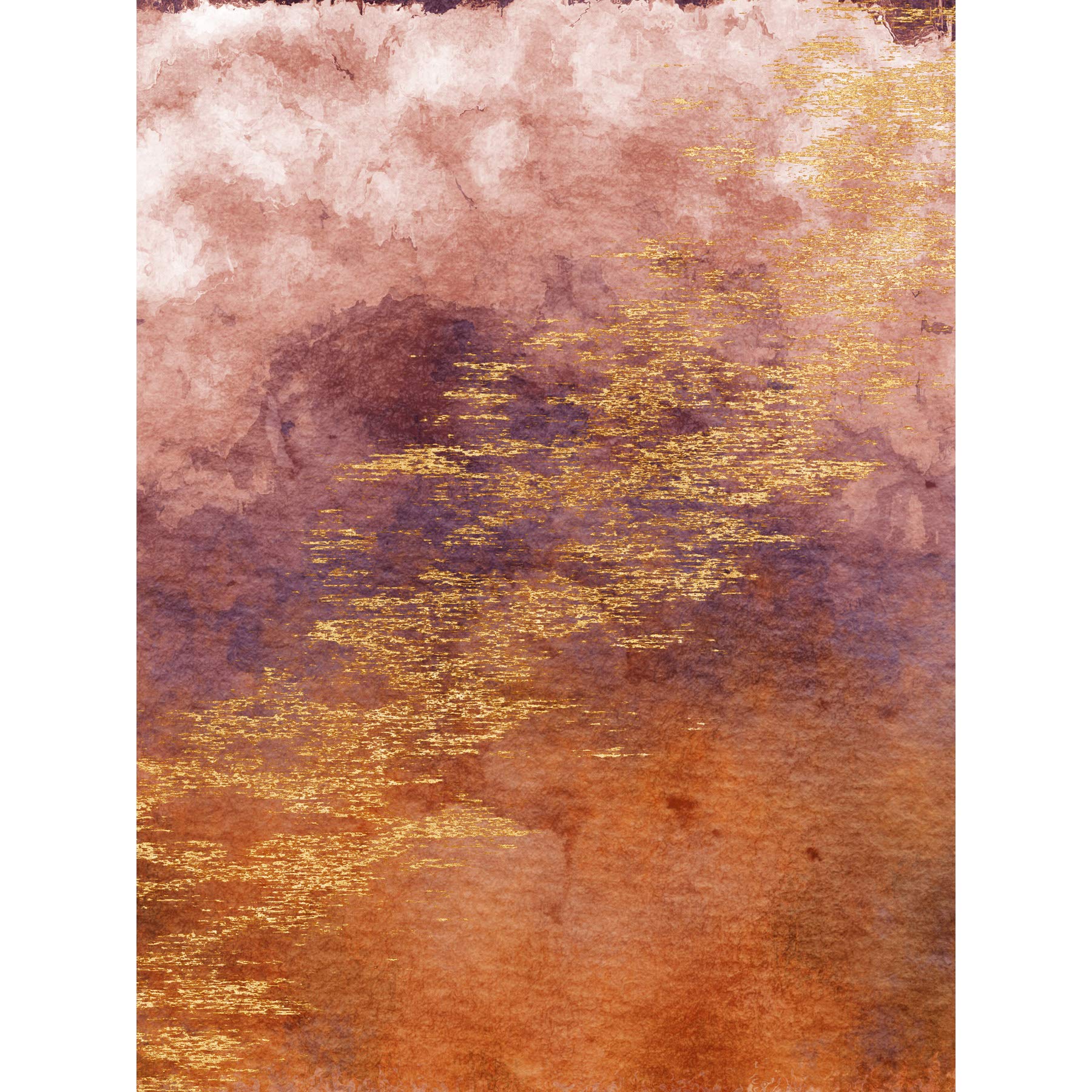 Wee Blue Coo Abstract Orange Purple Gold Watercolour Large Art Print Poster Wall Decor