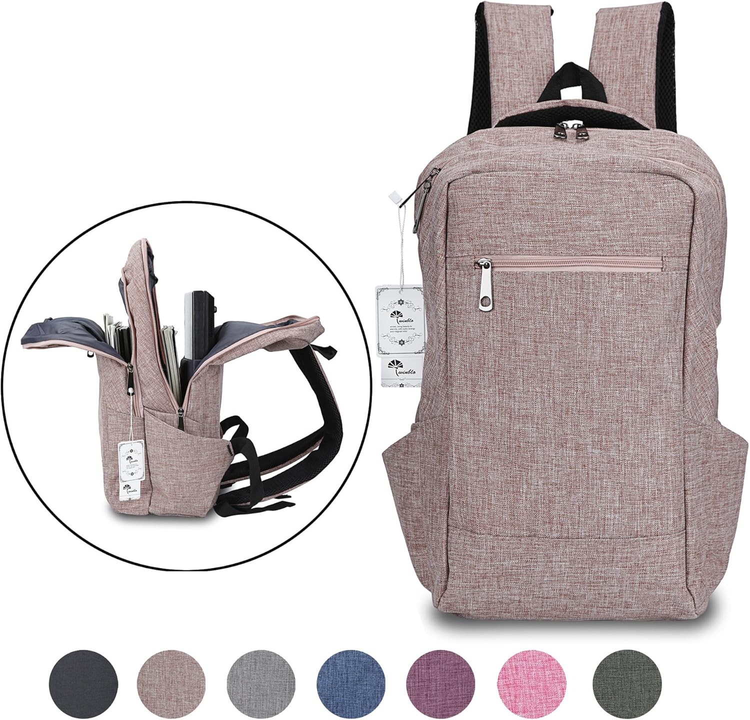 Laptop Backpack,Winblo 15 15.6 Inch College Backpacks Lightweight Travel Daypack   Mauve Pink Image