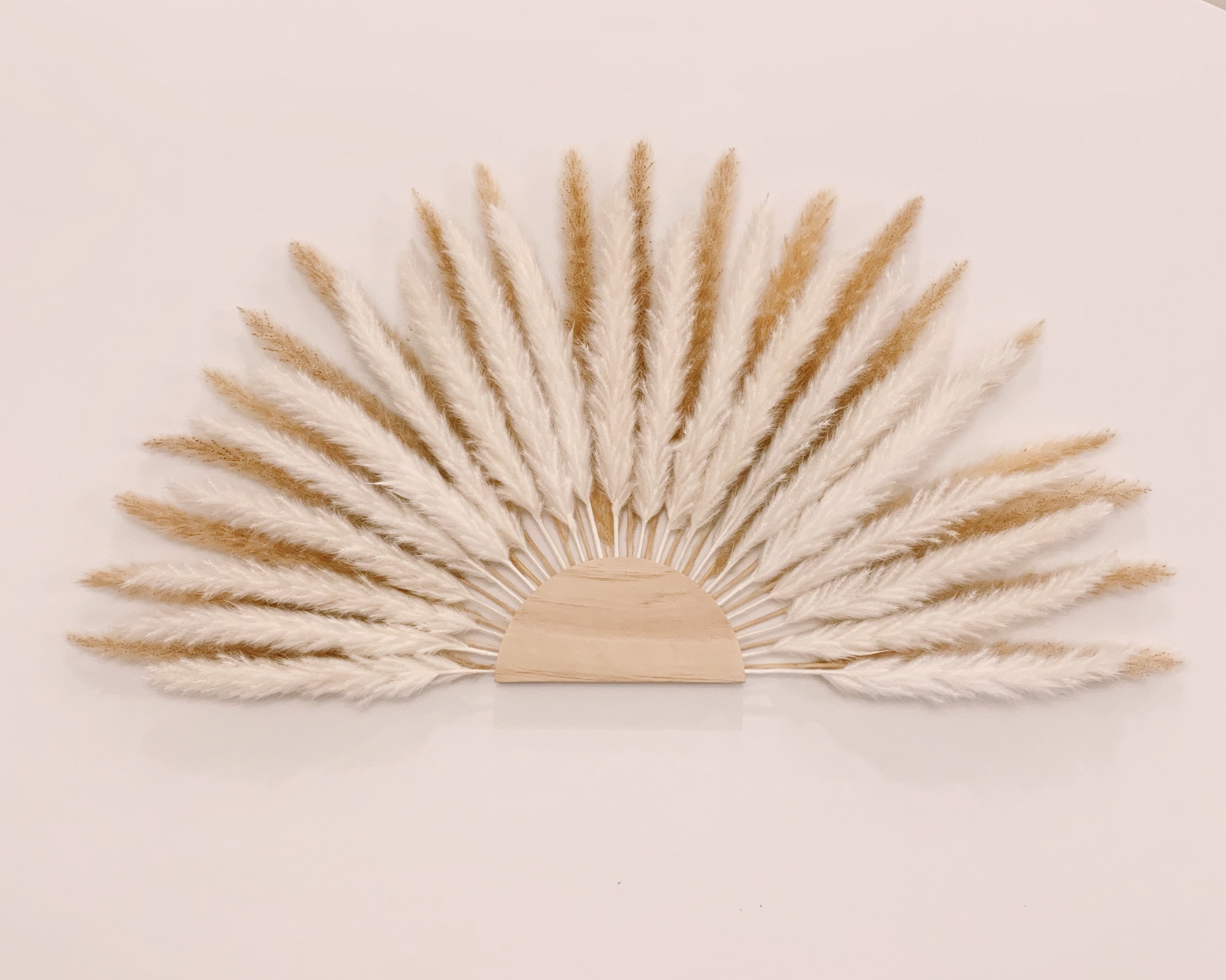 Boho Wall Decor Macrame Pampas Reeds y Madera miniatura 7
