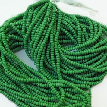 Seed Beads 10/0 Czech Opaque Green one Hank Pack Glass Preciosa
