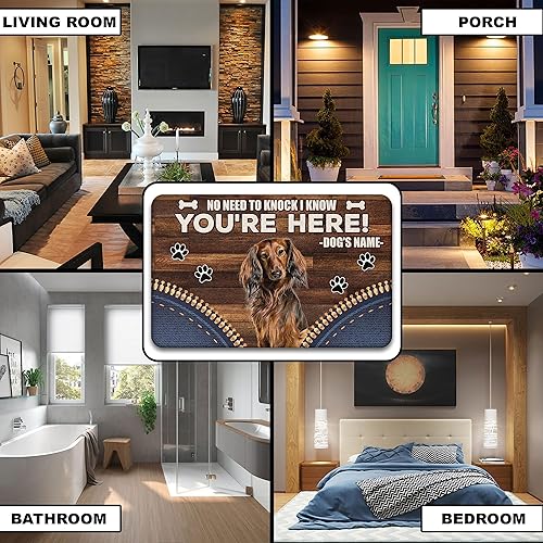 Miniatura 6 de PREZZY Dachshund - Tapete de puerta personalizado con nombre de perro para puerta delantera, entrada al aire libre, antideslizante, divertido regalo