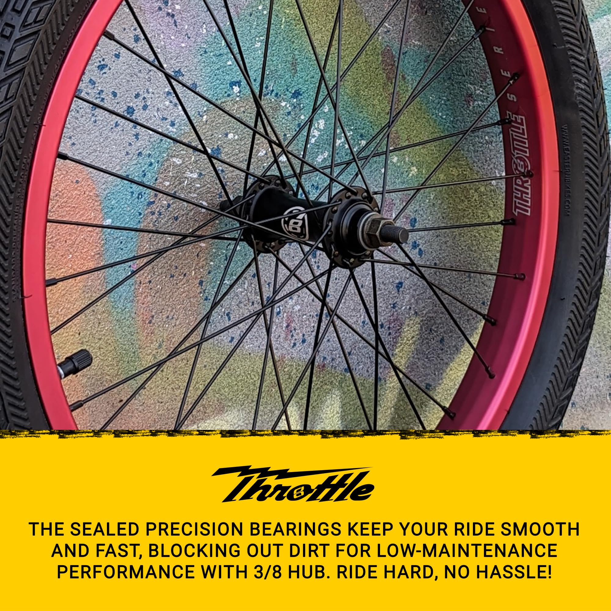 Eastern Bikes Gasgriff vorne 3/8, 36H Felge mit Chromoly-Achse