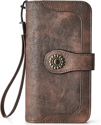 BOSTANTEN Leather Wallet for Women RFID Blocking Zip Around Credit Cards Holder Phone Clutch