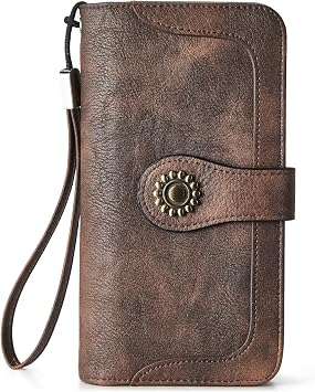 BOSTANTEN Leather Wallets for Women RFID Blocking Wristlet Clutch Purse