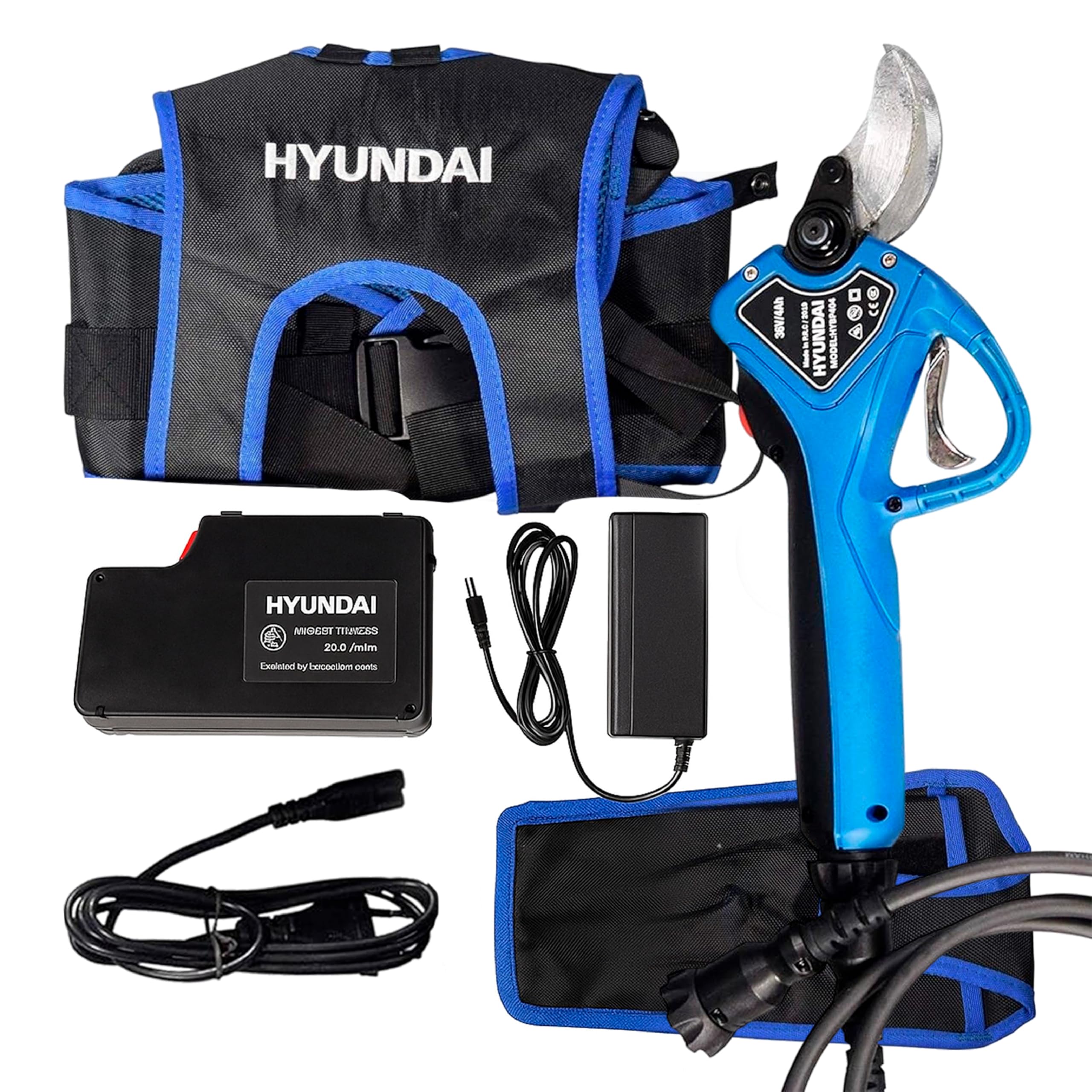 Hyundai Tijeras De Podar Electricas - Podadora a Bateria con Diámetro de Corte Ajustable - Podadora Electrica Jardin Potencia 144Wh y Voltaje 36V Trabaja de 6 a 8 horas con el 100% de carga