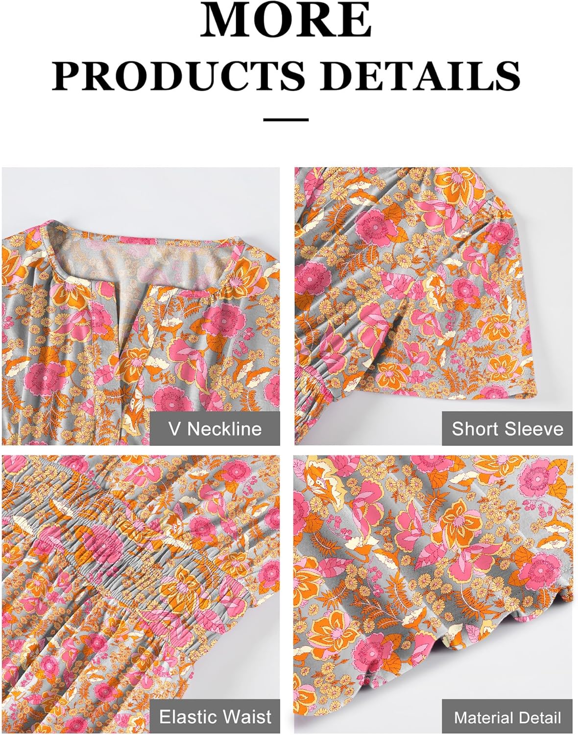 ANRABESS Women's Summer Short Sleeve Maxi Dress 2025 Casual V Neck High Waist A-Line Flowy Loose Tiered Boho Long Dresses - Image 6