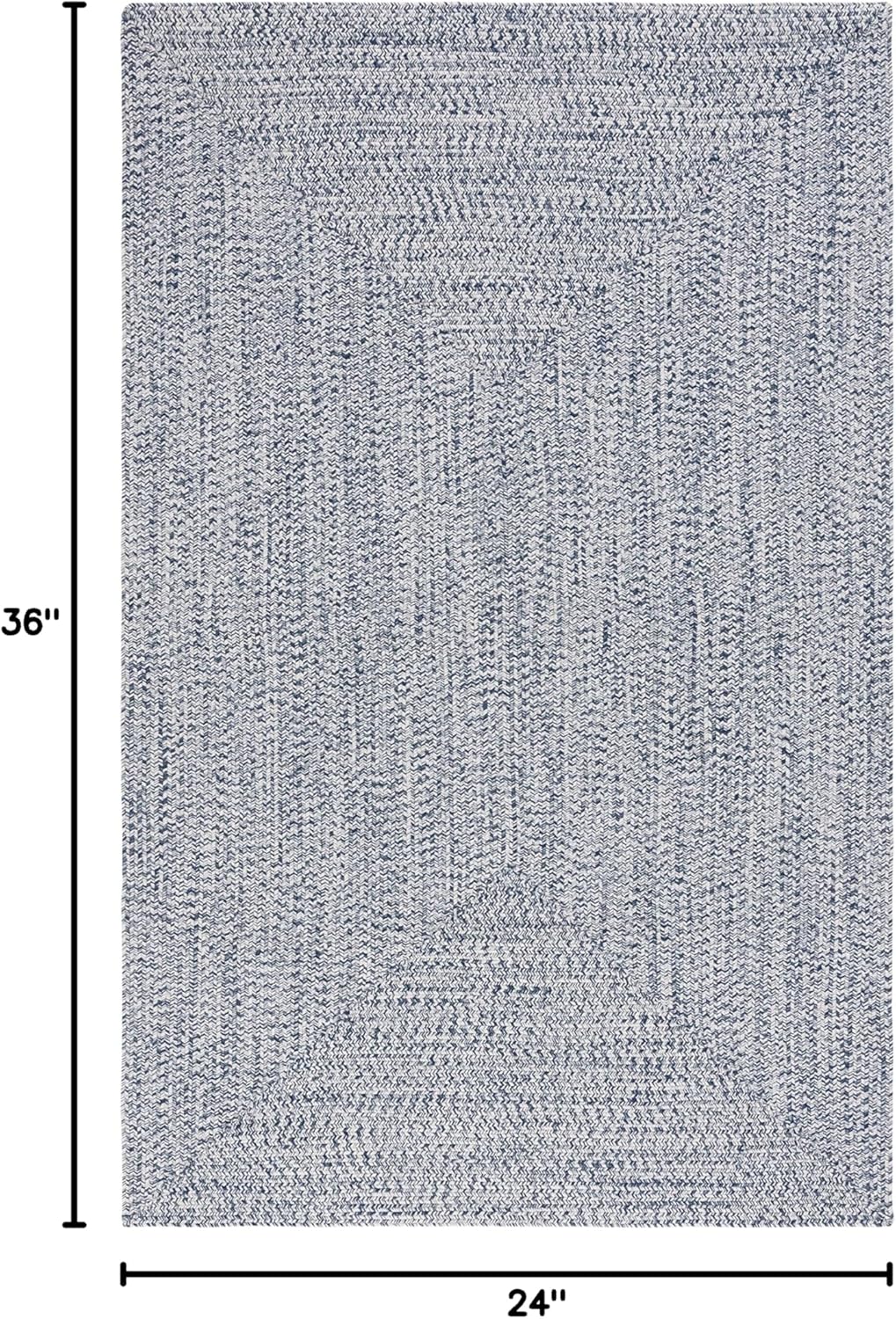 SAFAVIEH Washable Rug Outdoor Braided Collection - 2' x 3', Dark Blue & Ivory, Handmade & Reversible, Non-Shedding & Easy to Clean, Ideal for Entryway, Patio, Kitchen, Mudroom, Front Door (BRA201N)