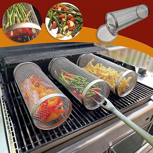 Miniatura 4 de Cesta de malla de alambre de acero inoxidable para barbacoa, cesta de parrilla de malla de alambre de acero inoxidable, estante de barbacoa para