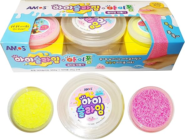 Amazon Amos Islime Foam Set 韓国 プレミアム アイスライム フォームセット 大容量 特別なパーツやテーマがある スライム 柔らかい 様々な 感触 しっとり ぐんぐん ほやほや 伸びる 弾力 液体モンスター おもちゃ デコ パーツ ピースと混合 創造性 開発 子供 大人