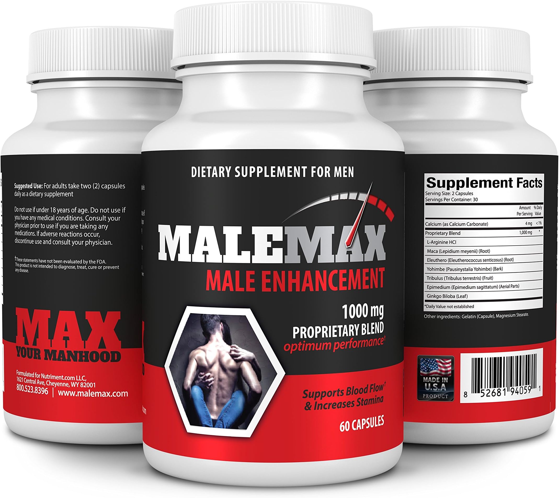MaleMax Mens Performance Pills- Increase Size Lenght Girth Libido and Quality- Boost Testosterone Levels- All Natural Male Enhancement