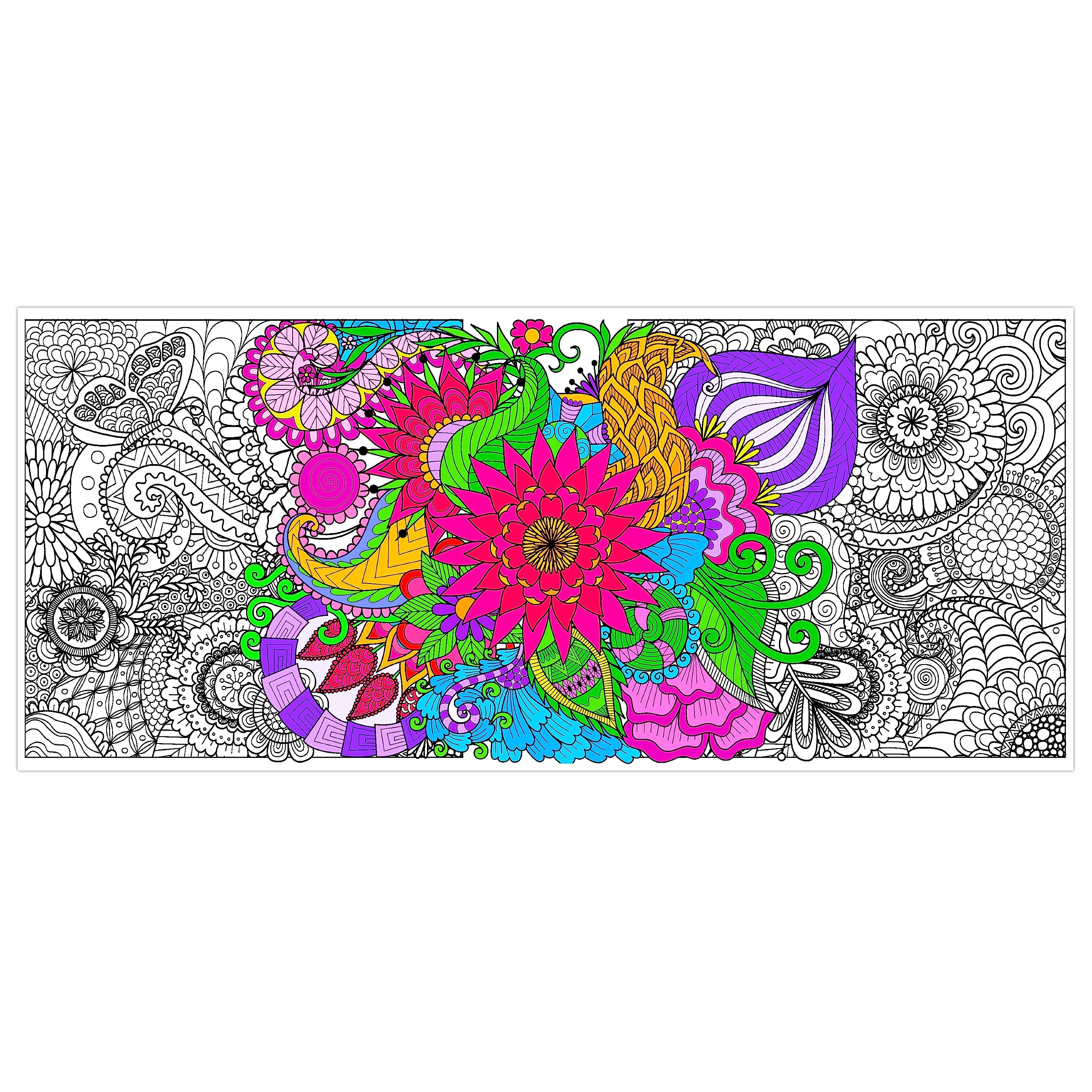 Yopyame Jumbo Mandala Coloring Poster, Giant Flower Coloring Poster for Kids and Adult, 55*24 Inch Coloring Tablecloth for Home Classroom, Coloring Poster for Wall, Art Craft Activity for Party Supply