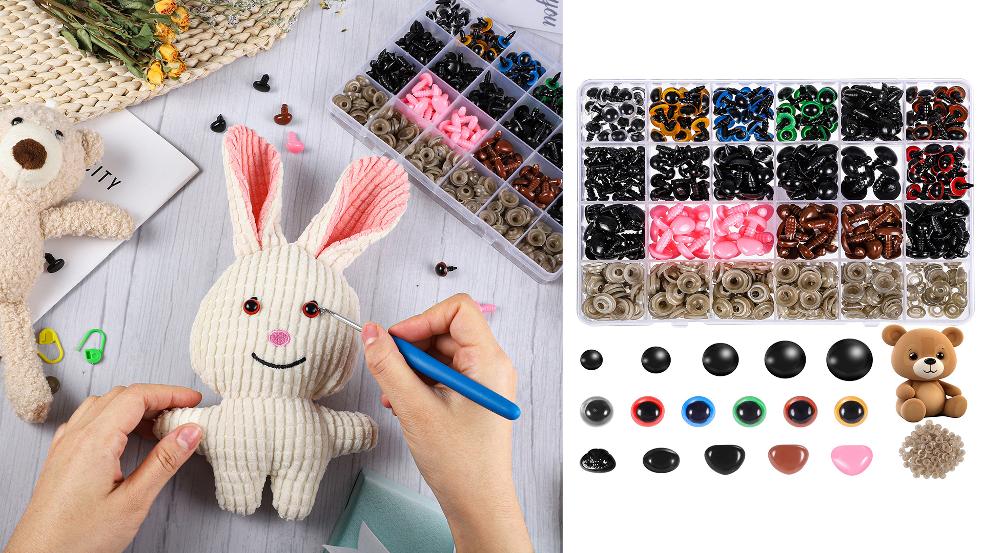Occhi Animali Glitter 14 Mm Occhi Di Sicurezza Per Peluche TOAOB – 64 Pezzi Glitter 14 Mm, 8 Colori, Con Rondelle, Per Bambole Fai Da Te Occhi Sicurezza Per Uncinetto