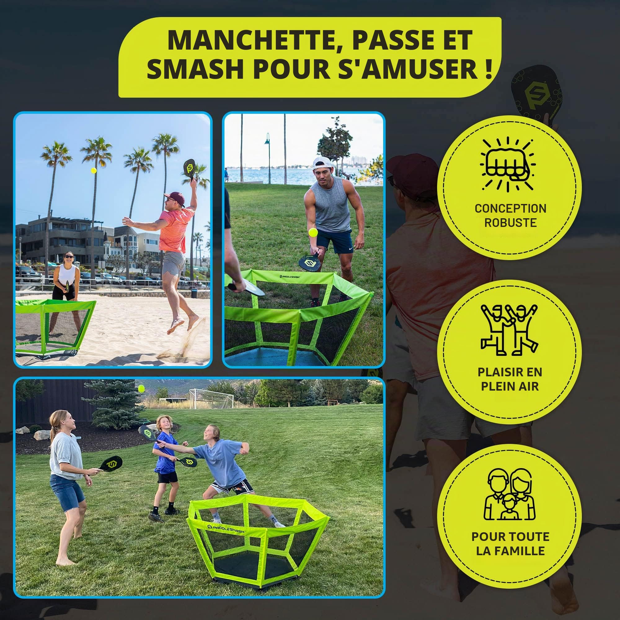 PaddleSmash - Jeux de plein air, de jardin et de plage pour les adultes et la famille, parfait pour le jardin, la plage ou lors d’un pique-nique.