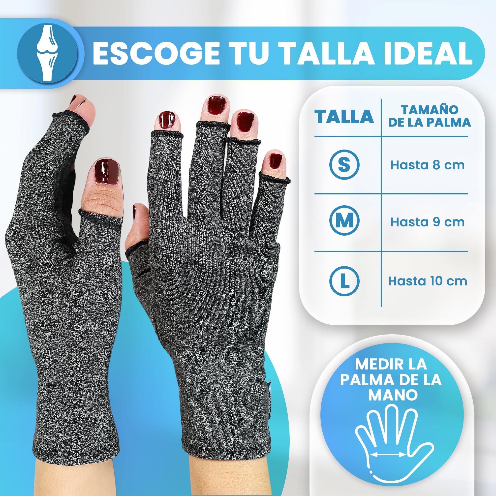 DOLCCIA Guantes de compresión artritis, Alivio para dolor de manos y artrosis, Mejora la hinchazón y circulación, 1 par mujer y hombre (S)
