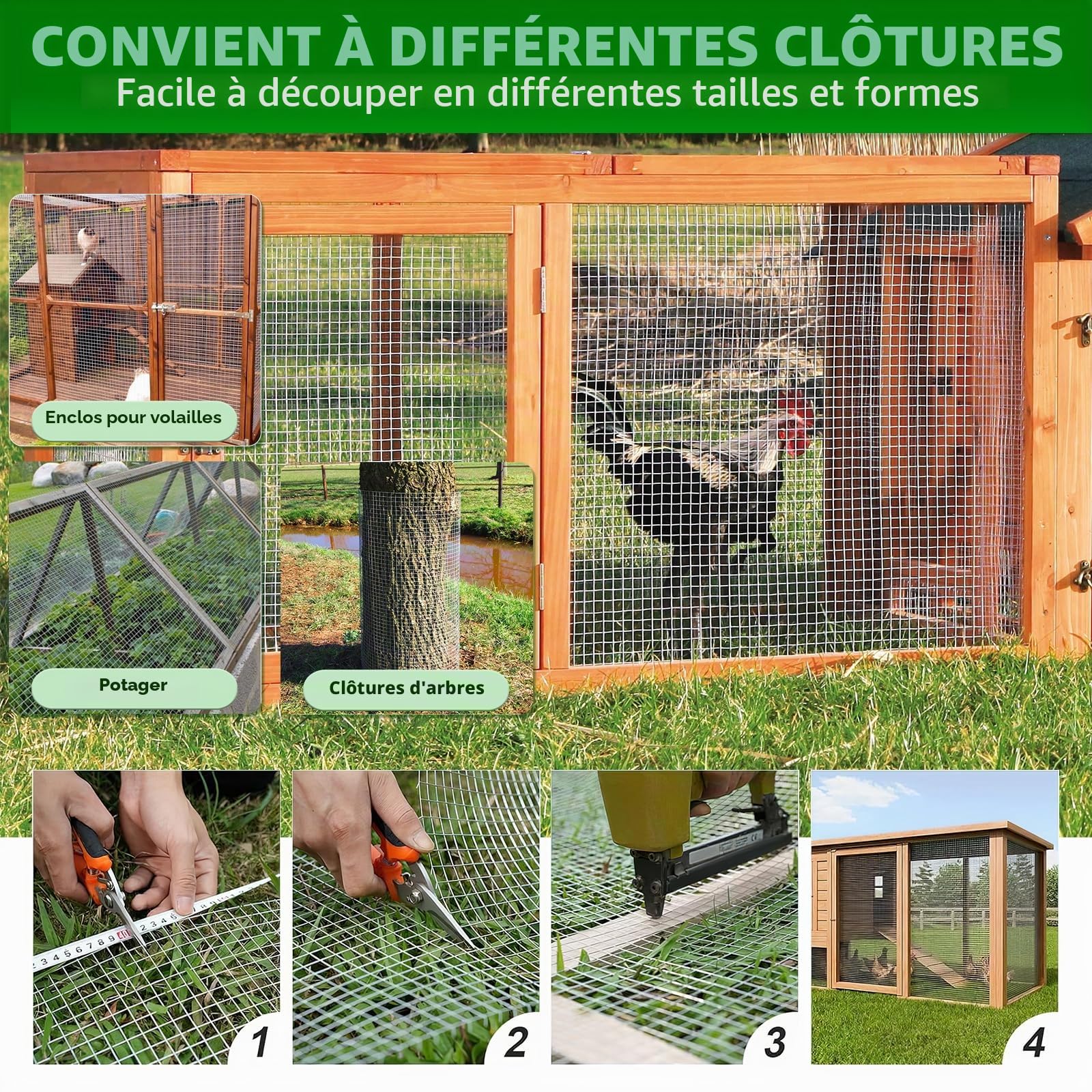 Grillage galvanisé 1 m x 25 m - 100 cm - 12 x 12 mm - Pour parterre surélevé, clôture, poulet, lapin, 0,7 mm - 1 m x 25 m