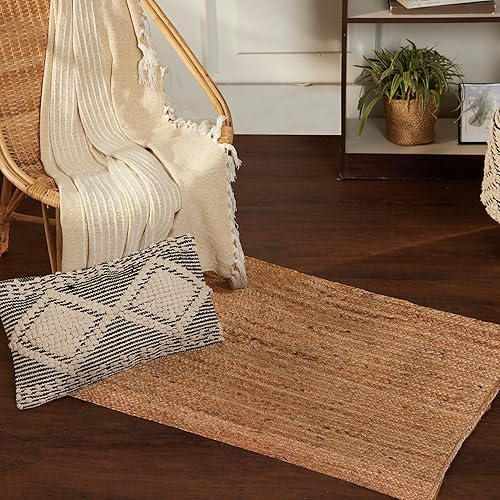 Vista 78 de REDEARTH · Alfombra redonda – Alfombra trenzada de yute natural de 6 pies – Alfombras de yute bohemio reversibles hechas a mano para dormitorio