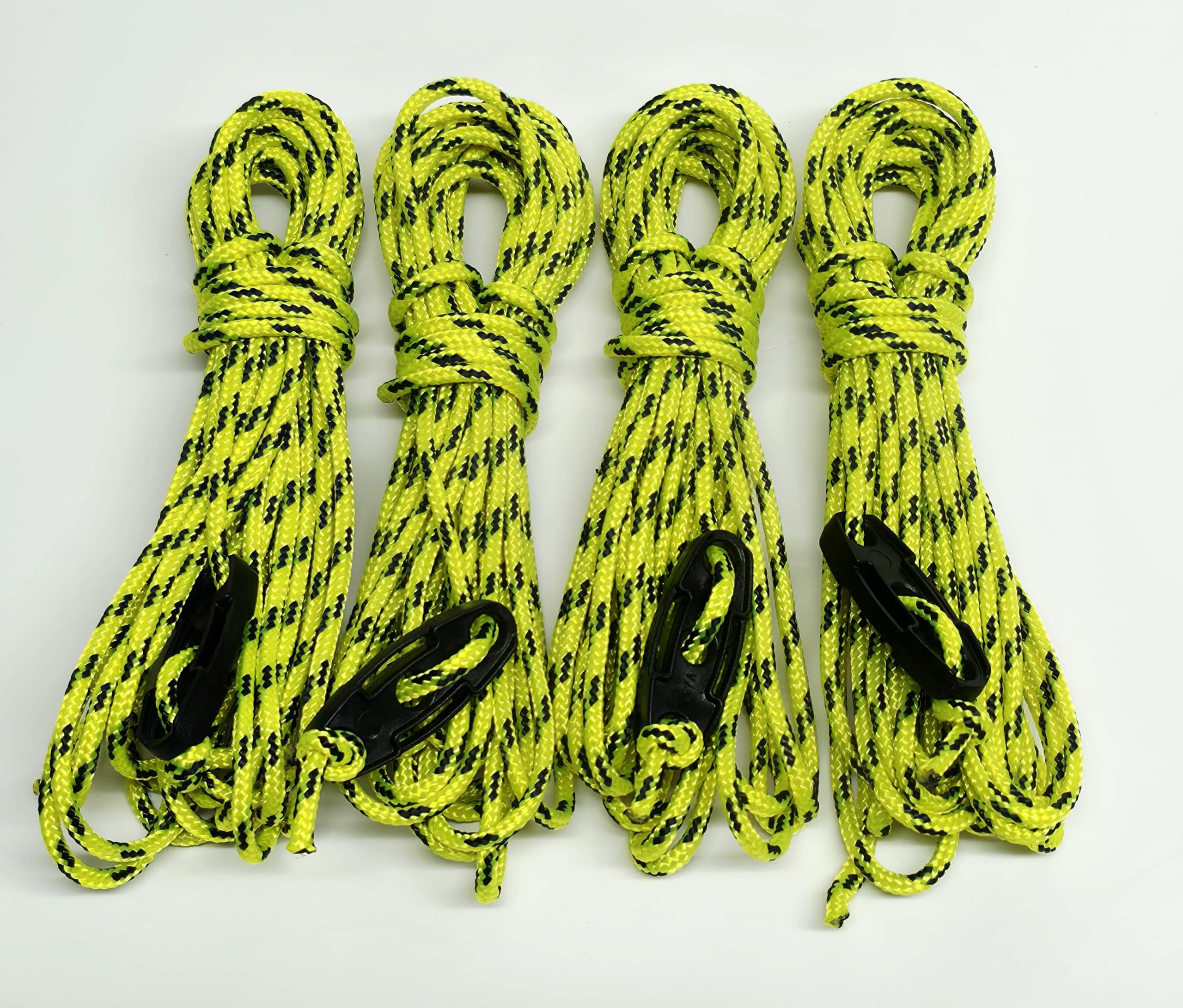 Rota Marine Multicolor Guy Ropes 3Mm 4M Guy Lines Tent Camping Cords Heavy Duty Pack Of 4 (Bright Green Whit Black Fleck)