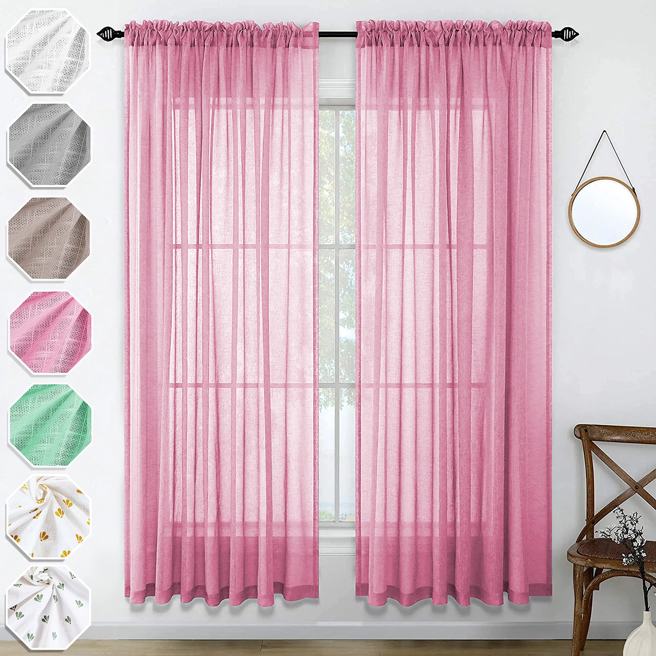 NECAVU 5 Feet Cotton Sheer Window Modern Curtains Rod Pocket, Washable, Baby Pink, Pack Of 2 (B0BPJKXB1N) Amazon Price History, Amazon Price Tracker
