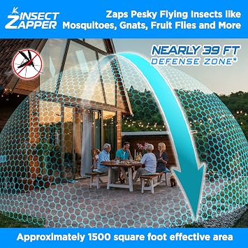 Livin Well Blue Bug Zapper Indoor Outdoor - 4000V High Powered Electric Mosquito Zapper Home Patio, 1,500 Sq Ft Range Fly Trap,18W UVA Bulb Mosquito Killer Lamp Insect Bug Light