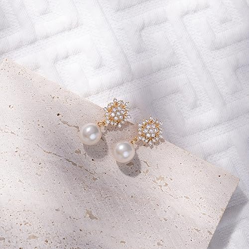 Miniatura 6 de 925 Sterling Silver Freshwater Real Pearl Drop Dangle Earrings Quality Pearl Hoop Earrings for Women