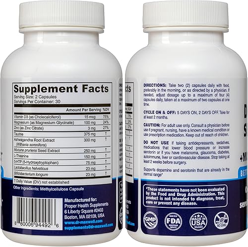 Miniatura 2 de Suplementos de serotonina y dopamina con probióticos para el estado de ánimo, soporte 5 en 1 para (1) dopamina (2) serotonina (3) estado de ánimo