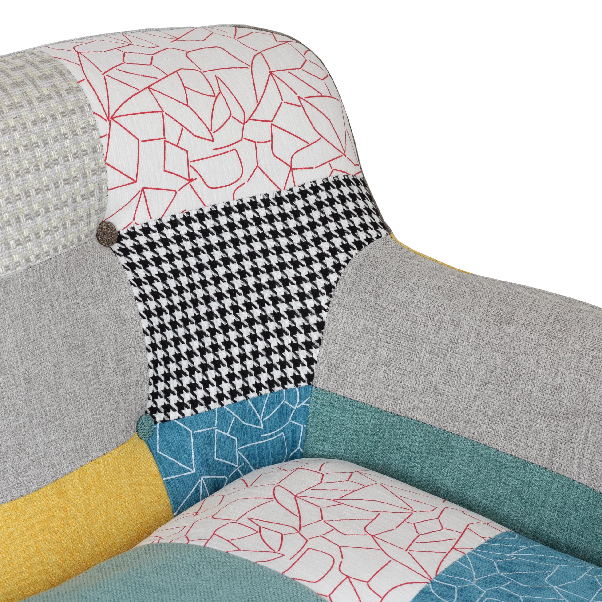 Totò Piccinni Divano in Tessuto Patchwork imbottito con Braccioli (Patchwork piedi Naturali, 2 Posti)