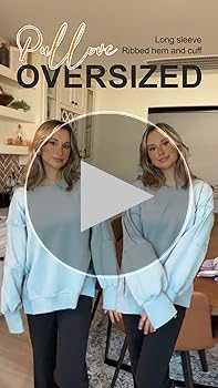 Sweatshirs for Women Loose Fit Crew Neck Side Slit Pullover