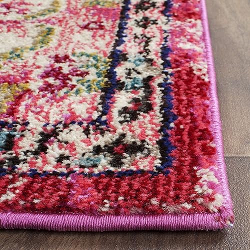 Miniatura 196 de Safavieh Tapete de área grande, colección Monaco, 11 pies x 15 pies, azul marino y celeste, diseño desgastado de medallón, no desprende pelusa