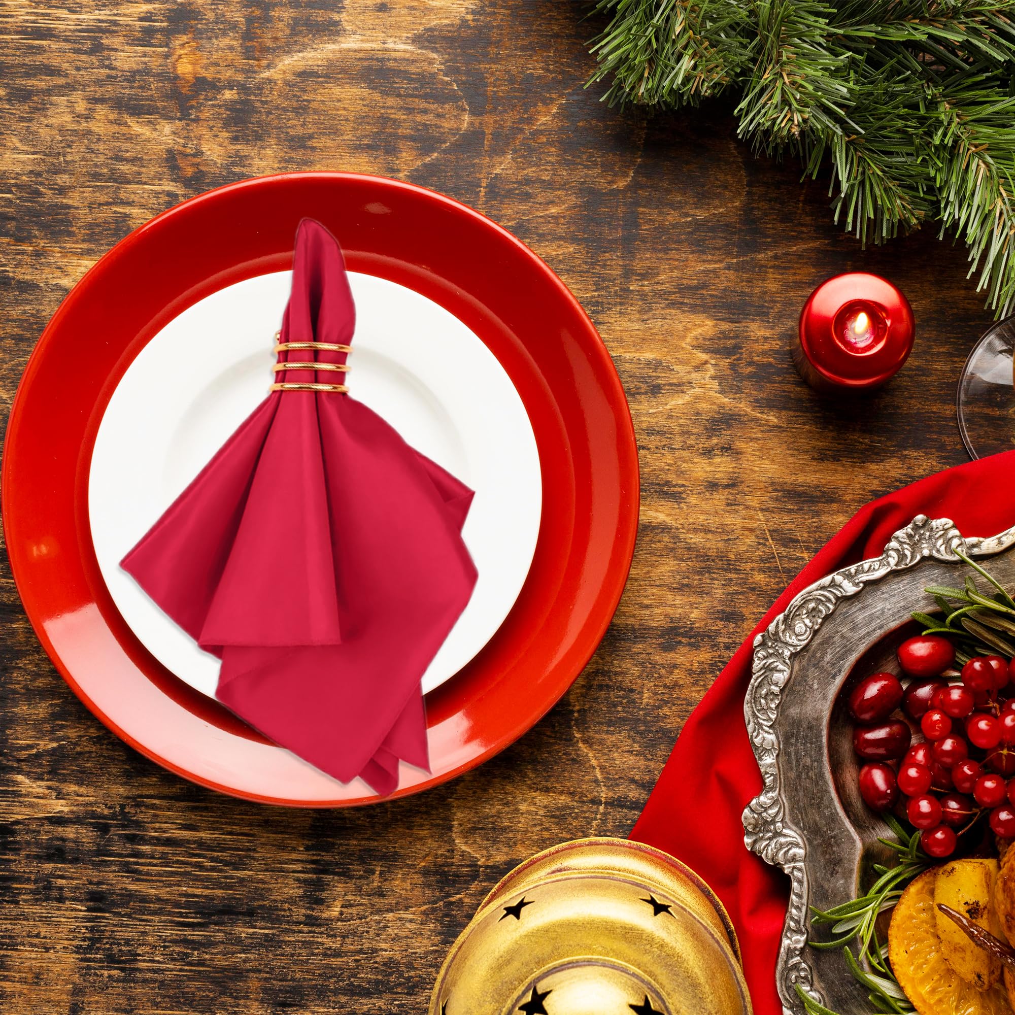 WedDecor Polyester Table Serviette - Rouge, 20 inch