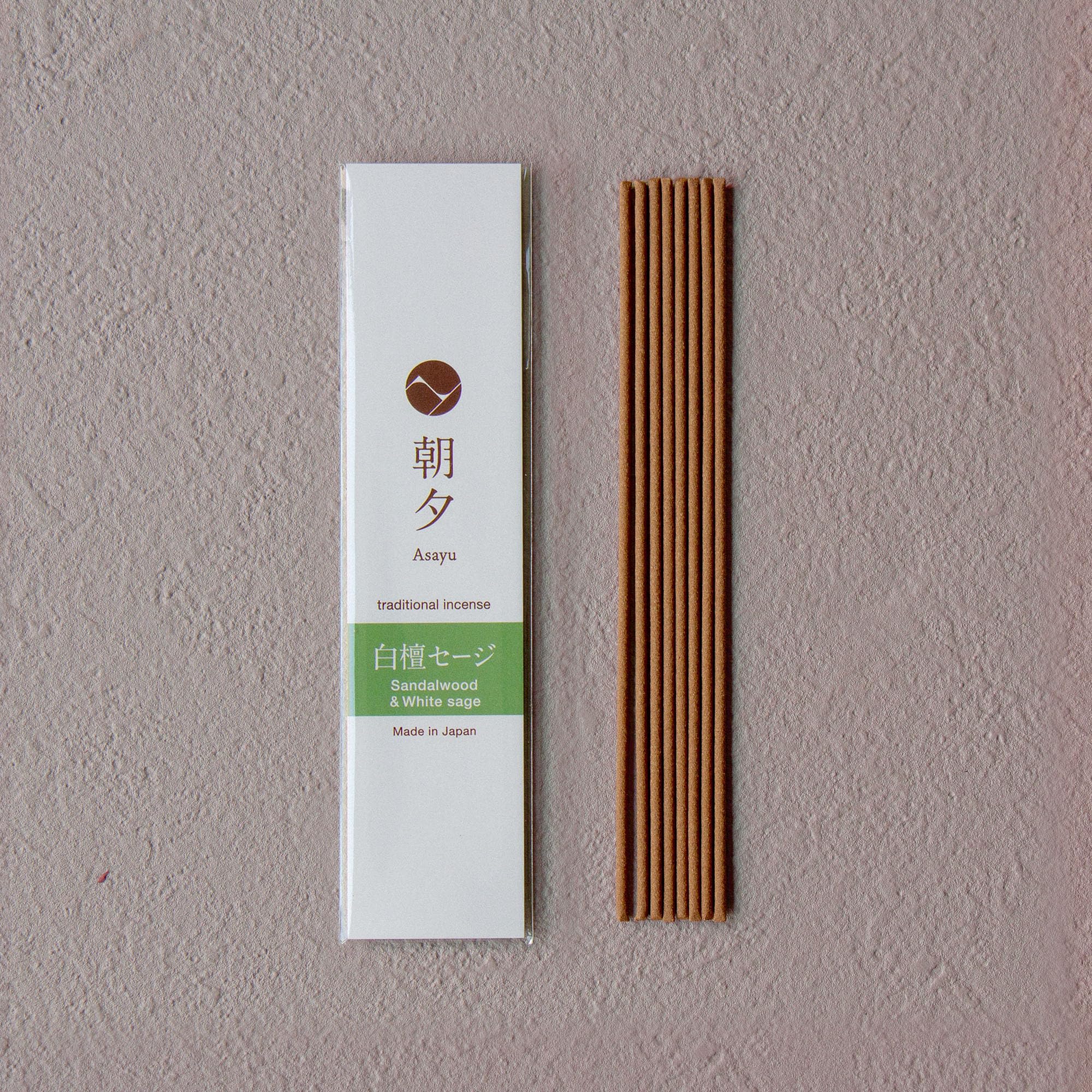 Asayu Japan Räucherstäbchen Geschenkset - 1 Räucherstäbchenhalter, 20g Räucherstäbchen, 5 Verschiedene Düfte, 100% Made in Japan - Für Yoga, Zen Meditation & Entspannung (Sandelholz Düfte)