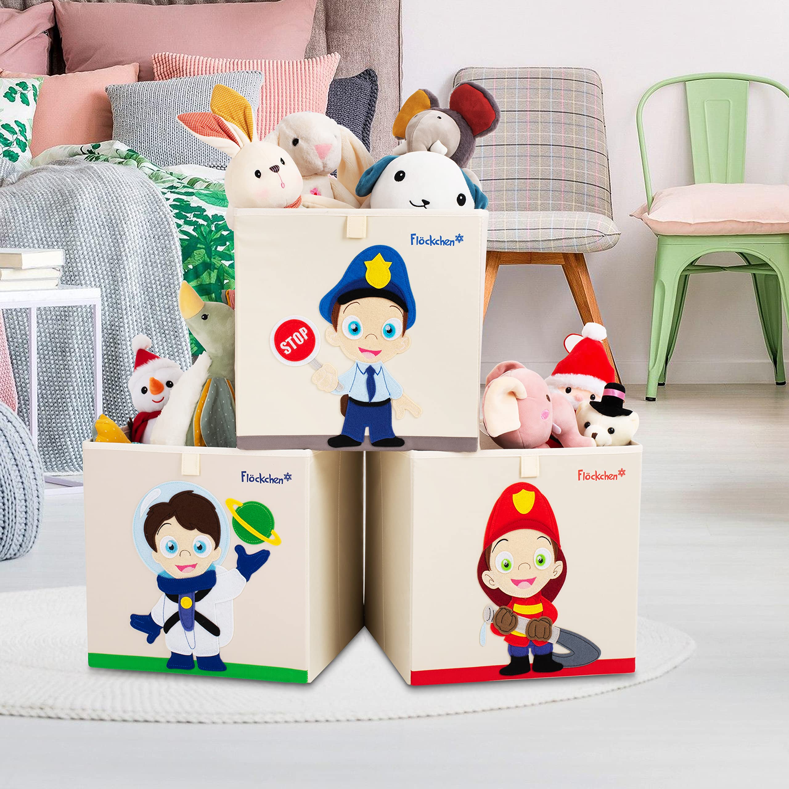 Kinder Aufbewahrungsbox | Premium Spielzeugkiste für Kinderzimmer I Spielzeug Box (33x33x33) bringt Ordnung ins Kallax Regal I Kinder Märchen Motiv (Ace der Astronaut)