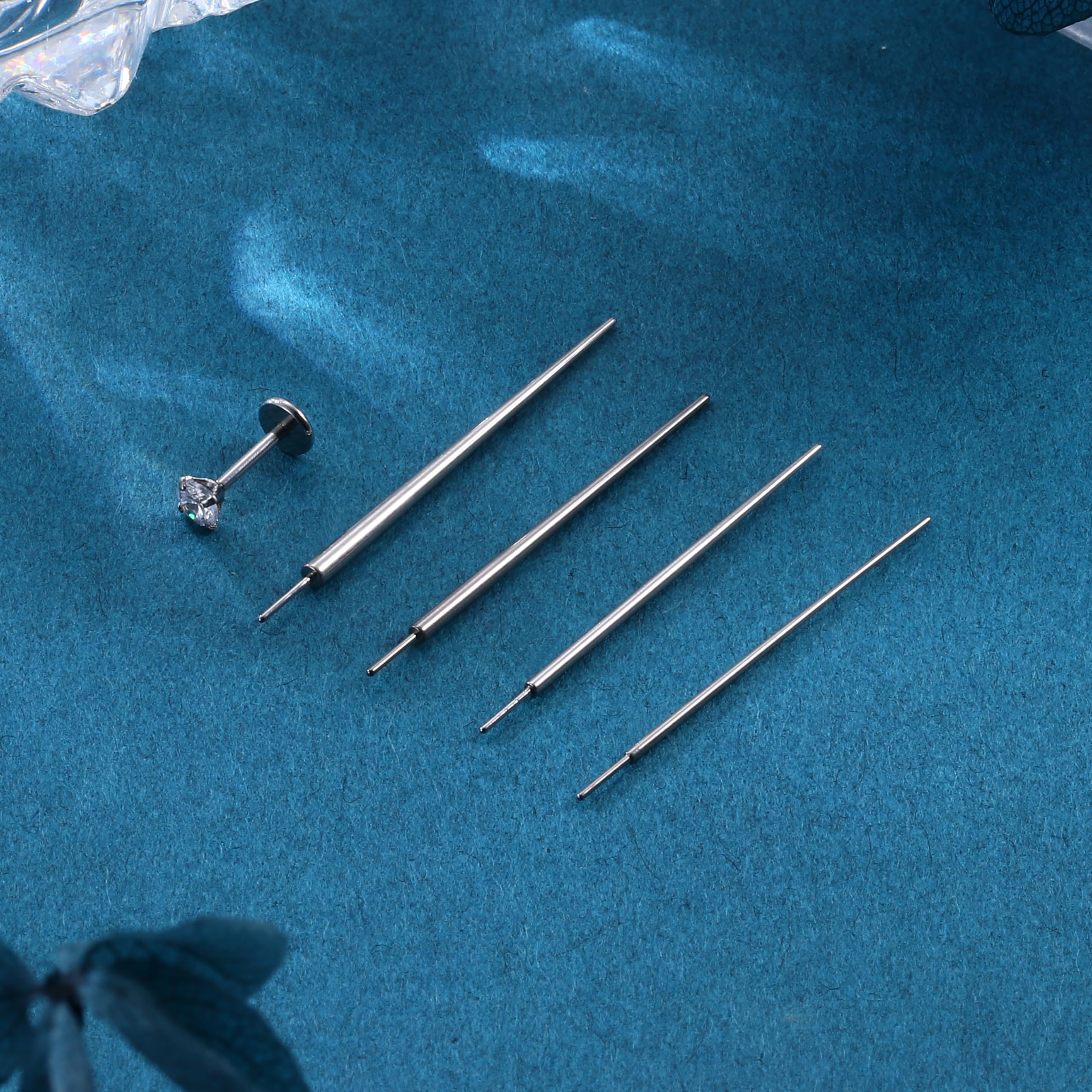 Chriscoco 14G/16G/18G/20G ASTM F136, tytanowy piercing do ucha, nosa, warg, brzucha, sutków, języka, zestaw Assistant Tool